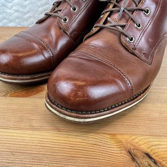 Helm Hollis Mens Boots Cap Toe Brown Leather Sz 9.5 D Mid Combat Hybrid $295 - Picture 3 of 16